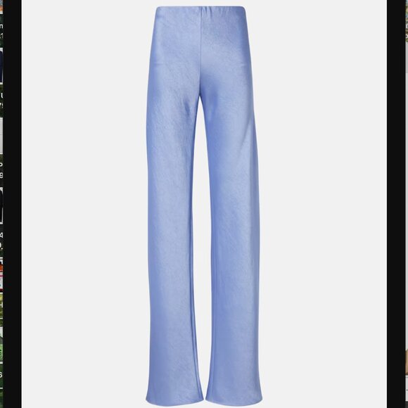 VINCE | US L | High Waist Crush Textured Satin Wide Leg Silky Pants | Iris Blue - Picture 4 of 16